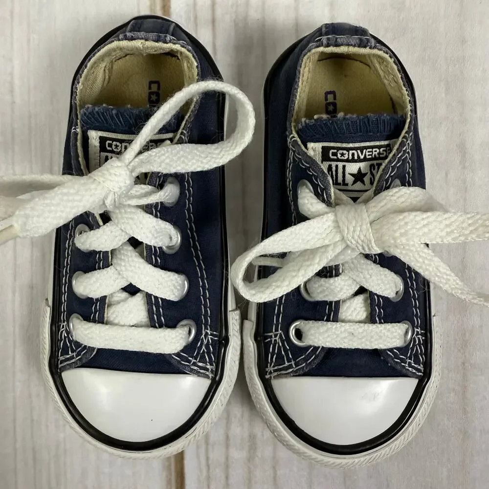 Kids Navy Blue Converse All‎ Star Chuck Taylor Low Top Canvas Shoes Size 5